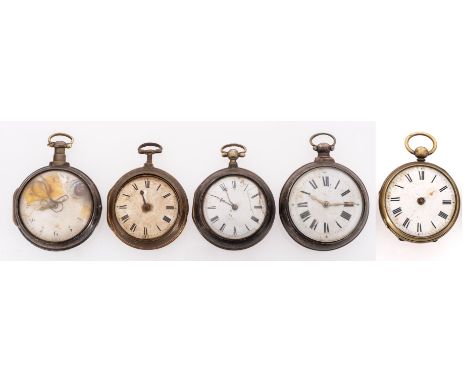 James Weloh, London, a silver pair-cased pocket watch the white enamel dial with black Roman numerals and gold spade hands, t