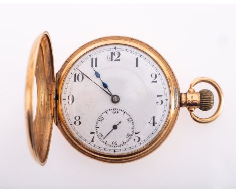 Dennison, a 9ct gold half-hunter pocket watch the movement having an engraved balance cock to the lever escapement and number