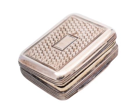 A George IV silver vinaigrette by Ledsam & Vale, Birmingham 1824, of rectangular form with reeded edge and engine-turned, gil