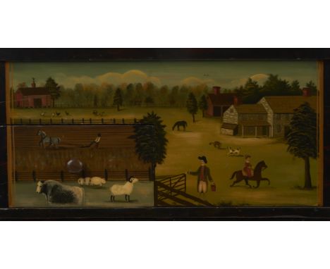 Ralph Eugene Cahoon Jr. (American, 1910-1982). Commode cabinet with a painted panel depicting a farm scene. Label on the insi