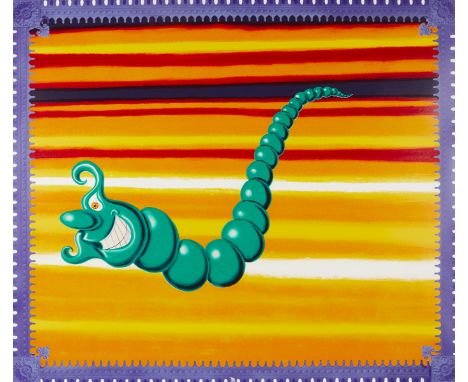 Kenny Scharf (American, b. 1958). Screenprint on paper titled "Jade Pea God." Pencil signed along the lower right and numbere