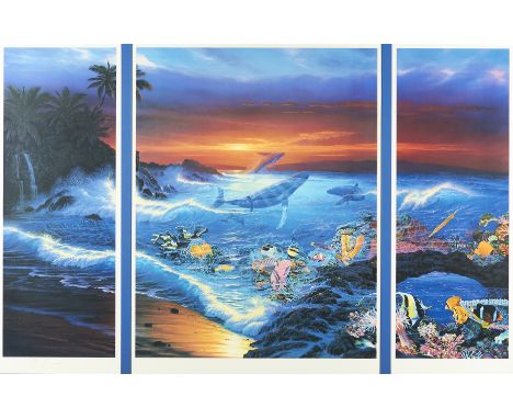 Christian Riese Lassen (American, b. 1956). Serigraph on paper titled "Sea Vision," 1990, depicting a seaside landscape in tr