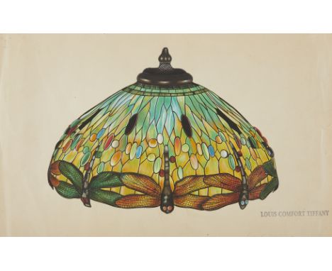 Louis Comfort Tiffany (American, 1848-1933). Watercolor and gouache on paper depicting Louis Comfort Tiffany's renowned Drago