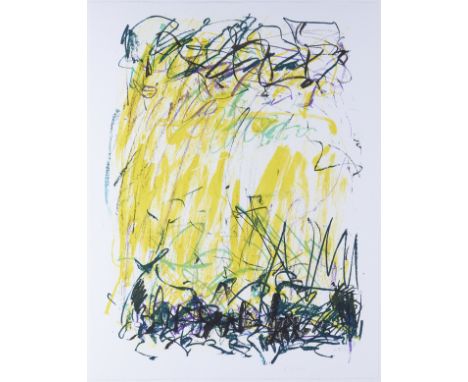 Joan Mitchell (American, 1925-1992). Lithograph on paper titled "Sides of a River II" from the "Bedford" series, 1981. Pencil