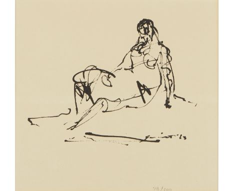 Walter Quirt (American, 1902-1968). Lithograph depicting an abstracted figure reclining on the ground. Signed and dated '73 i