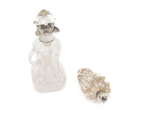Edwardian silver mounted glass whisky noggin, with fluted silver collar, hallmarked Marks & Cohen, Birmingham 1906, together 