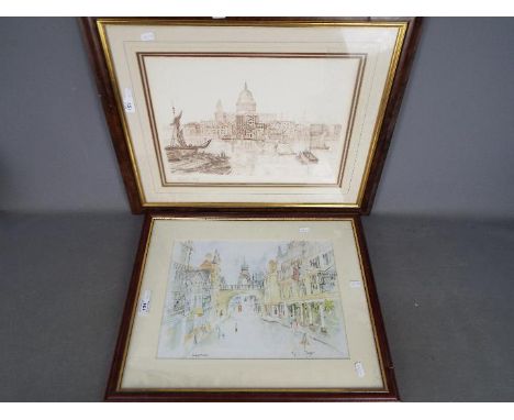 Two prints one after Stanley Selwood Ballard depicting St Pauls Cathedral, the other a limited edition print after Kevin Spar
