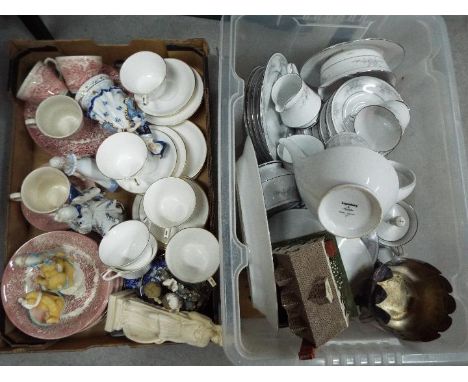 Job Lot - two boxes containing a large quantity of predominately ceramic table ware to include, Royal Worcester, Noritake, fi