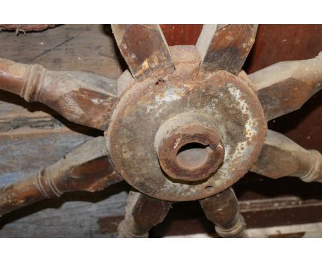 Vintage ships wheel, 119cm diameter.  (a/f) Central hub damaged, quite worn overall, some fractures - please see additional p