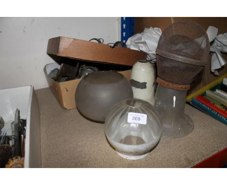 Three glass shades and other light fittings.  See images.
