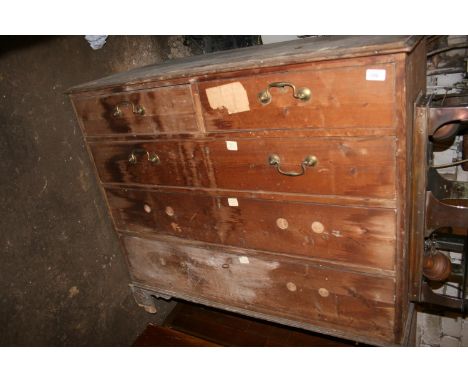 Antique pine chest of drawers, the rectangular top with moulded edge above two frieze drawers above three graduated long draw