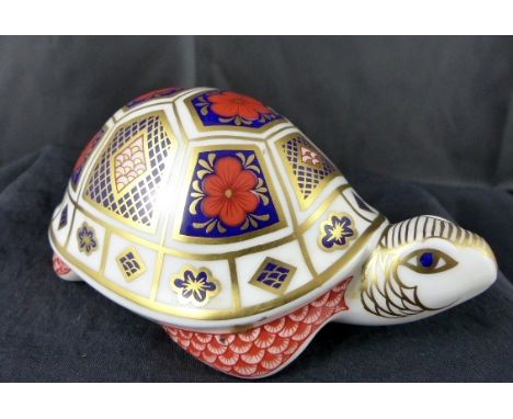 Royal Crown Derby tortoise paperweight, gold stopper