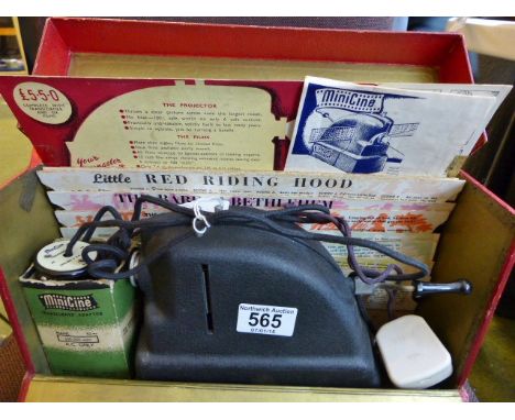 Cased c1930~1940s mini cine slide and film projector with twelve original films, many directed by Enid Blyton