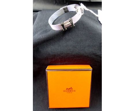 Boxed Hermes white metal belt bracelet