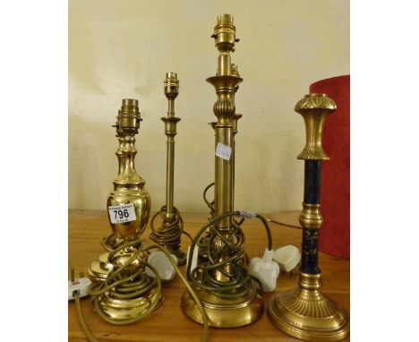 Quantity of mixed table lamps and a candle stick