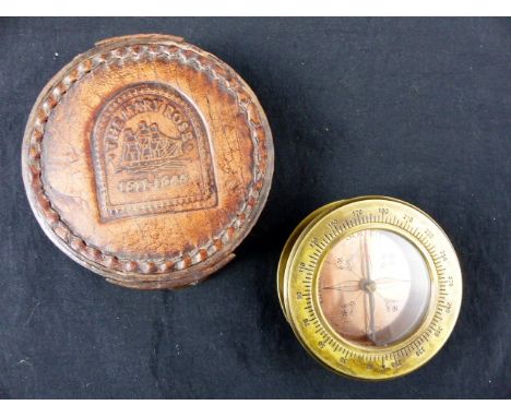Cased brass compass magnifier