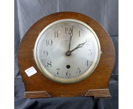 Perivale veneered vintage mantle clock and key