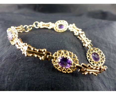 9 ct gold amethyst bracelet.
