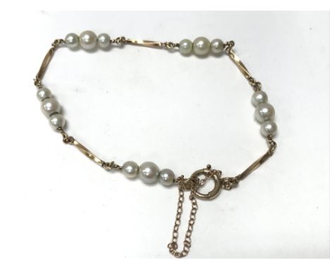 9ct gold &amp; seed Pearl bracelet