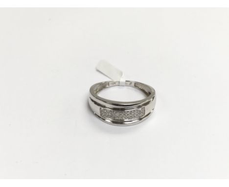 A white gold pave set diamond ring, approx 2.8g and approx size U-V.