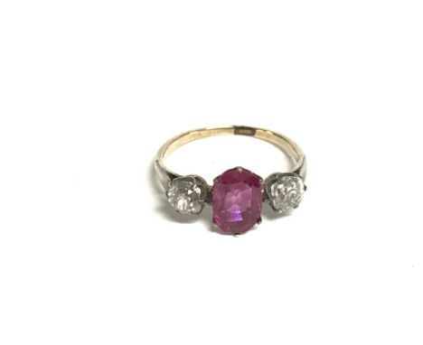 A Ruby and Diamond ring 1.58g total weight and size H 1/2.