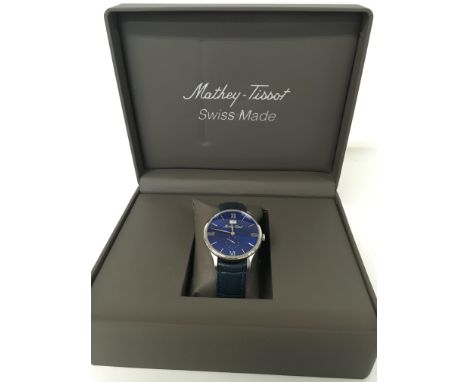 Mathey Tissot gents quartz switch watch seen working, boxed.