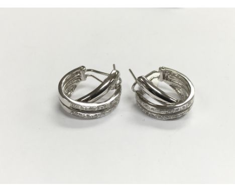 A pair of heavy 18ct white gold diamond set earrings, approx 10.9g.