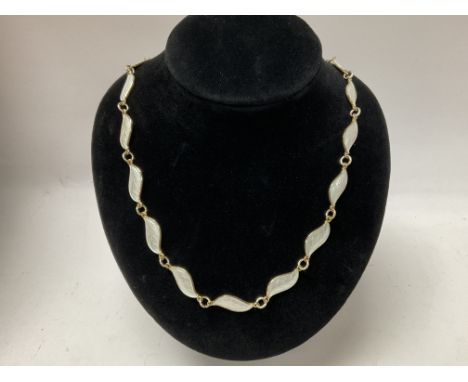 A Norwegian Sterling silver gilt and enamel leaf design necklace by Arson Holmson.