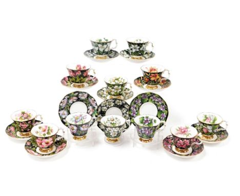 A set of twelve Royal Albert Provincial Flowers porcelain cups and saucers, including Fire Weed, Madonna Lilly, Mayflower, an
