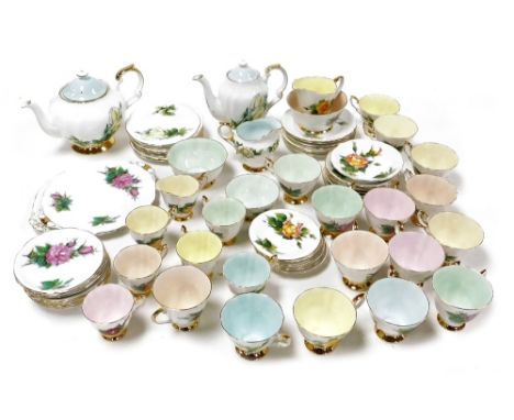 A harlequin Paragon and Roslyn porcelain part tea and coffee service, decorated in the Prelude pattern, to include teapot, te