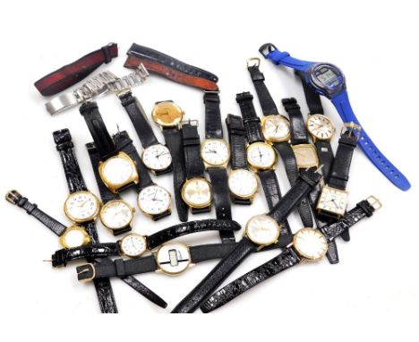 Gentleman's and lady's gold plated cased wristwatches, including Legion, Accurist, Timex and Sekonda, etc. (a quantity)