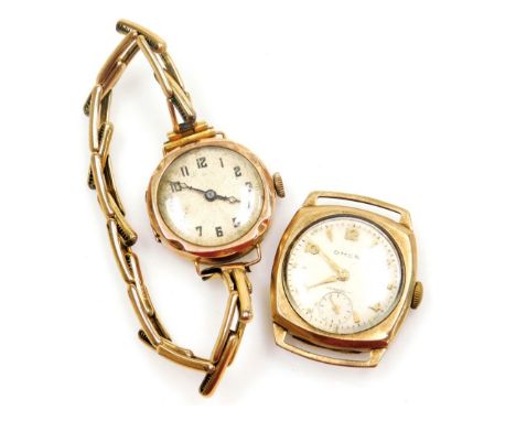 An Omer vintage gentleman's 9ct gold cased wristwatch, circular dial bearing Arabic numerals at evens, subsidiary seconds dia