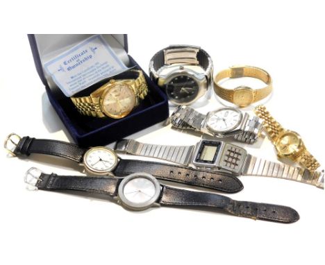 Gentleman's and lady's wristwatches, including Citizen, Originex, and Collezio, together with a Casio Data Bank wristwatch. (