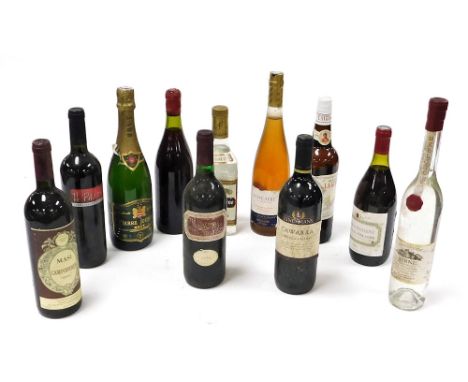 Wine and spirits, including Shiraz 1994, Masi Campofiorin 1995, Pierre Jourdan sparkling wine, Cuervo Tequila Blanco and Manz