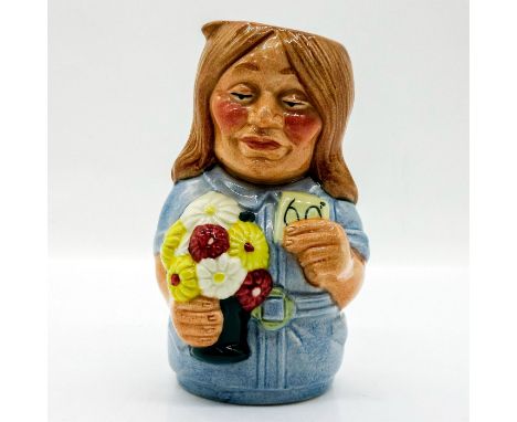 Light blue uniform; brown hair; red, yellow and white flowers.Series: The Doultonville Collection. Royal Doulton backstamp. A