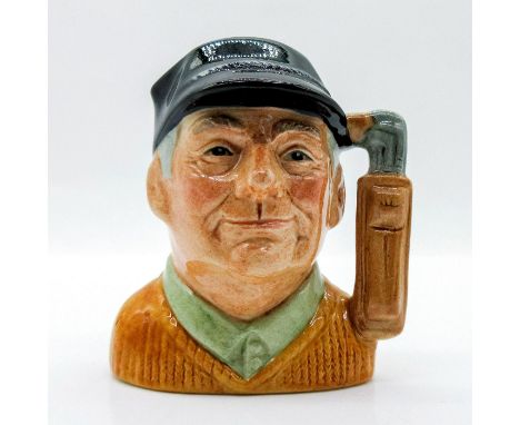 Style One, golf bag and clubs handle. Variation One, blue cap; brown sweater; tan shirt; light brown golf bag.This Golfer cha