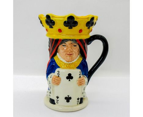 Colorful toby jug with the Queen of Clubs on one side and King of Clubs on the other.D6999. Royal Doulton backstamp. Signed b