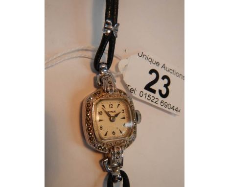 A ladies Timex Art Deco wrist watch in working order.