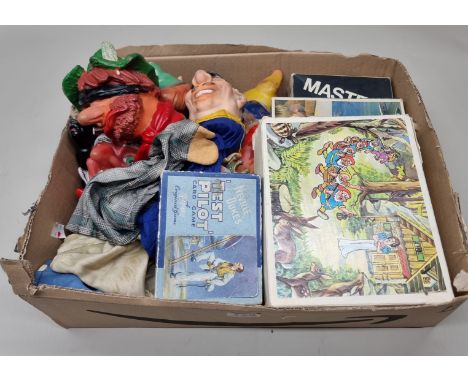 Hand Puppets:&nbsp;ten vintage hand puppets; together with a similar head, and four various games to include Scramble! (15) 