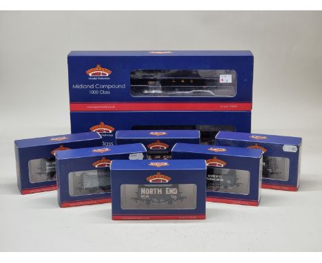 Bachmann:&nbsp;two locomotives, comprising Southern No.1402 and LMS No.1189; together with six goods wagons, all boxed. (8) 