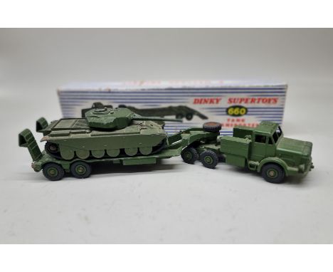 Dinky Supertoys:&nbsp;a vintage Tank Transporter No.660, in original box; together with an&nbsp; associated Centurion Tank No