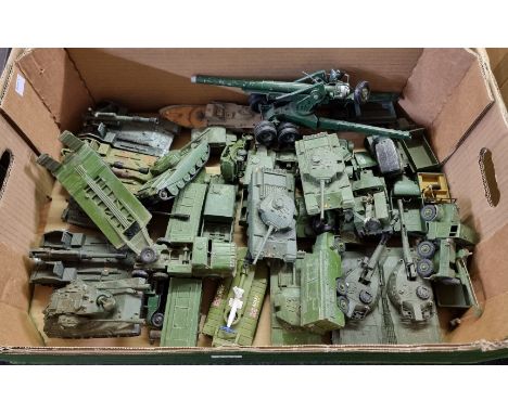 Vintage Diecast:&nbsp;a large collection of military vehicles, to include tanks, armoured trucks, and a SRN6 hovercraft, with