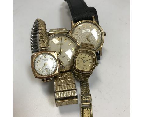 A collection of four various watches including a Syma Automatic Watersport, a Helvetia Shocprotect, Helvetia ladies 9 carat g