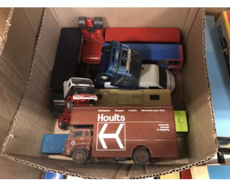 A collection of Corgi and other model vehicles to include various buses, a Van Hoolt 9 Caelloi Motors bus, etc