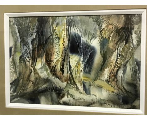 HERVEY ADAMS "Forest" abstract watercolour study signed and dated 1972 lower right image 32 cm x 47.5 cm with The Bruton Gall