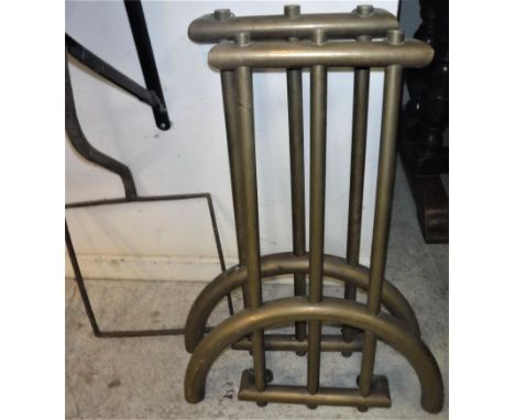 A pair of Art Deco tubular brass embellishments for either furniture or architecture 76 cm high x 56 cm wide together with a 