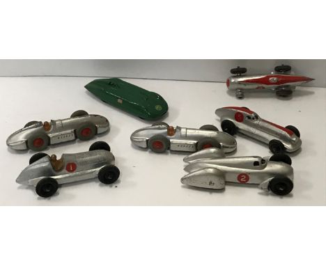 A collection of Dinky racing cars including Speed of the Wind diecast racing car (x 2), Mercedes Benz racing car, an unnamed 