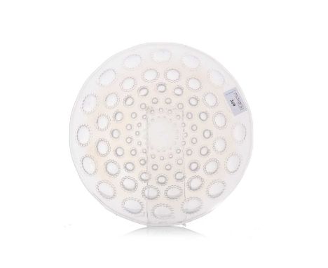 RENE LALIQUE (FRENCH, 1860-1945), 'ASTERS' OPALESCENT GLASS PLATE, DESIGNED 1935 moulded with graduated rows of bubbles, etch