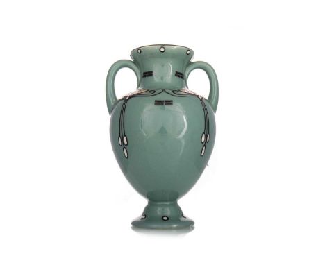 FREDERICK RHEAD FOR WOODS & SONS, ELER'S WARE ART NOUVEAU VASE, CIRCA 1913 of twin-handled baluster form, tubelined with styl