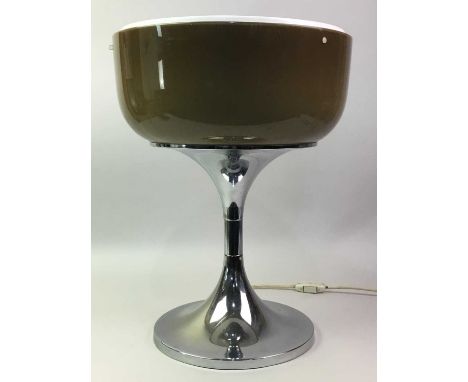 IN THE MANNER OF HARVEY GUZZINI, ITALIAN DESIGN TABLE LAMP, CIRCA 1970-79 with acrylic shade on chromed base, unmarked48cm hi